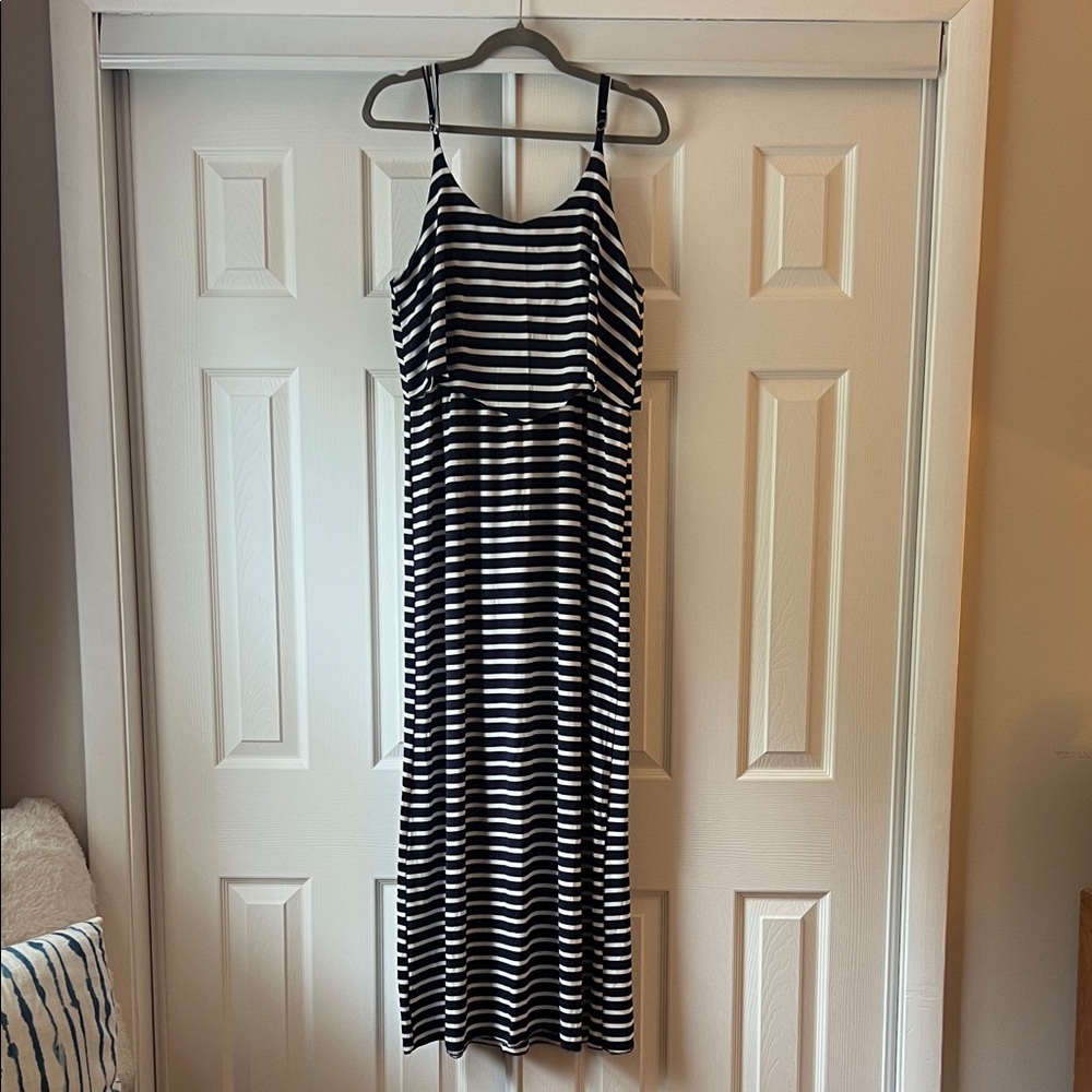 Exist Navy Blue and White Striped Maxi Dress